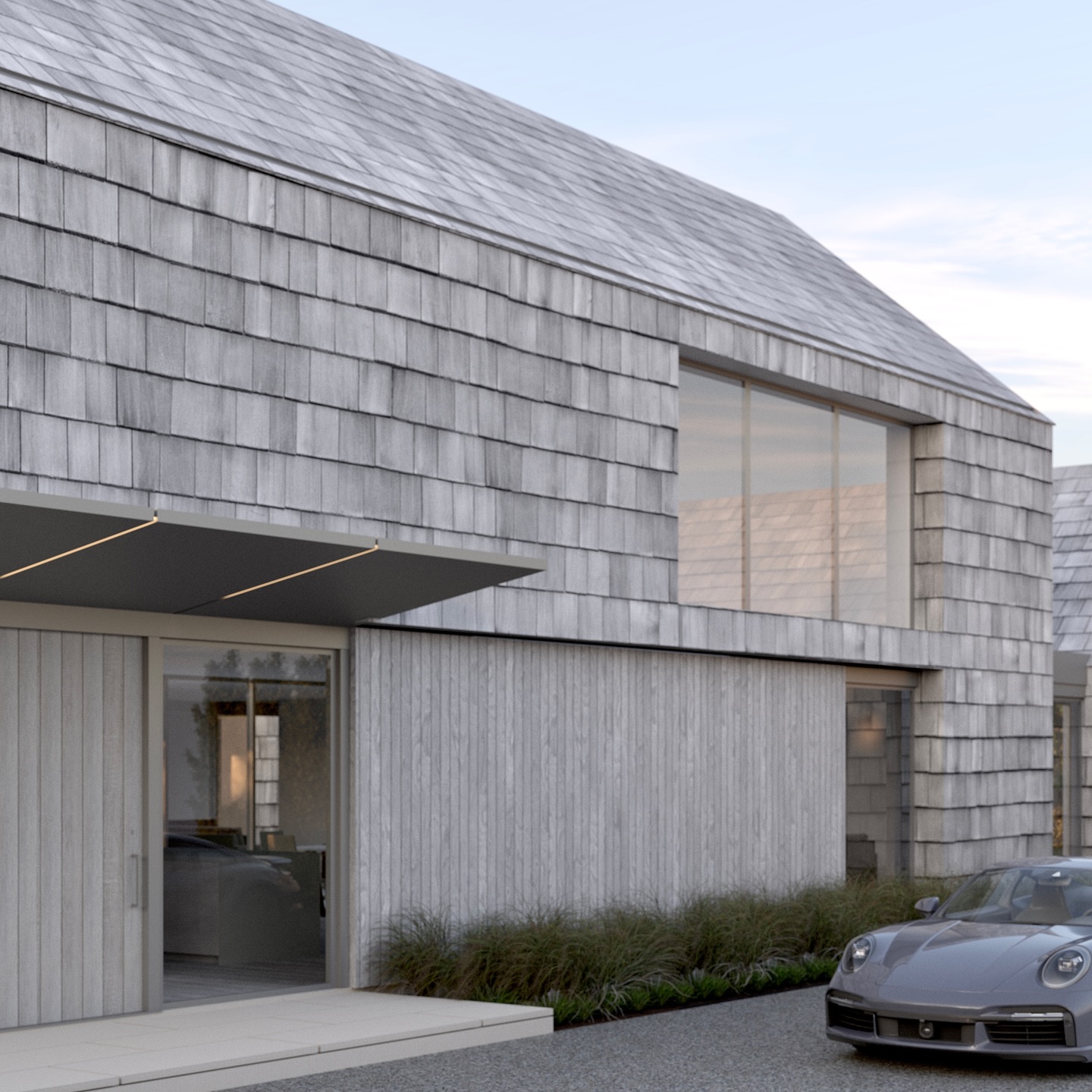 A closer view of an upcoming new home located in Amagansett that features a wider exposure cedar shingle 

#amagansett #modernarchitecture #cedar #hamptons #archilovers